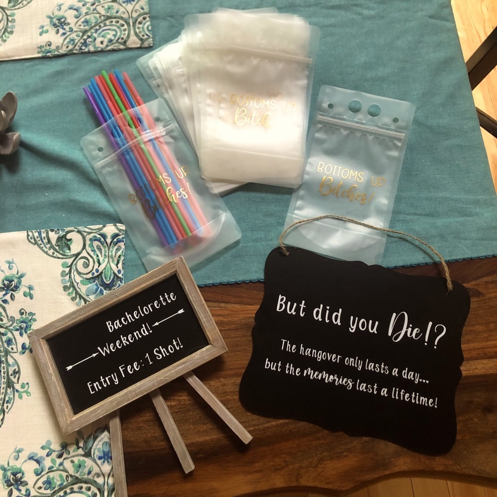 Party Bundle! Drink pouches and signs!